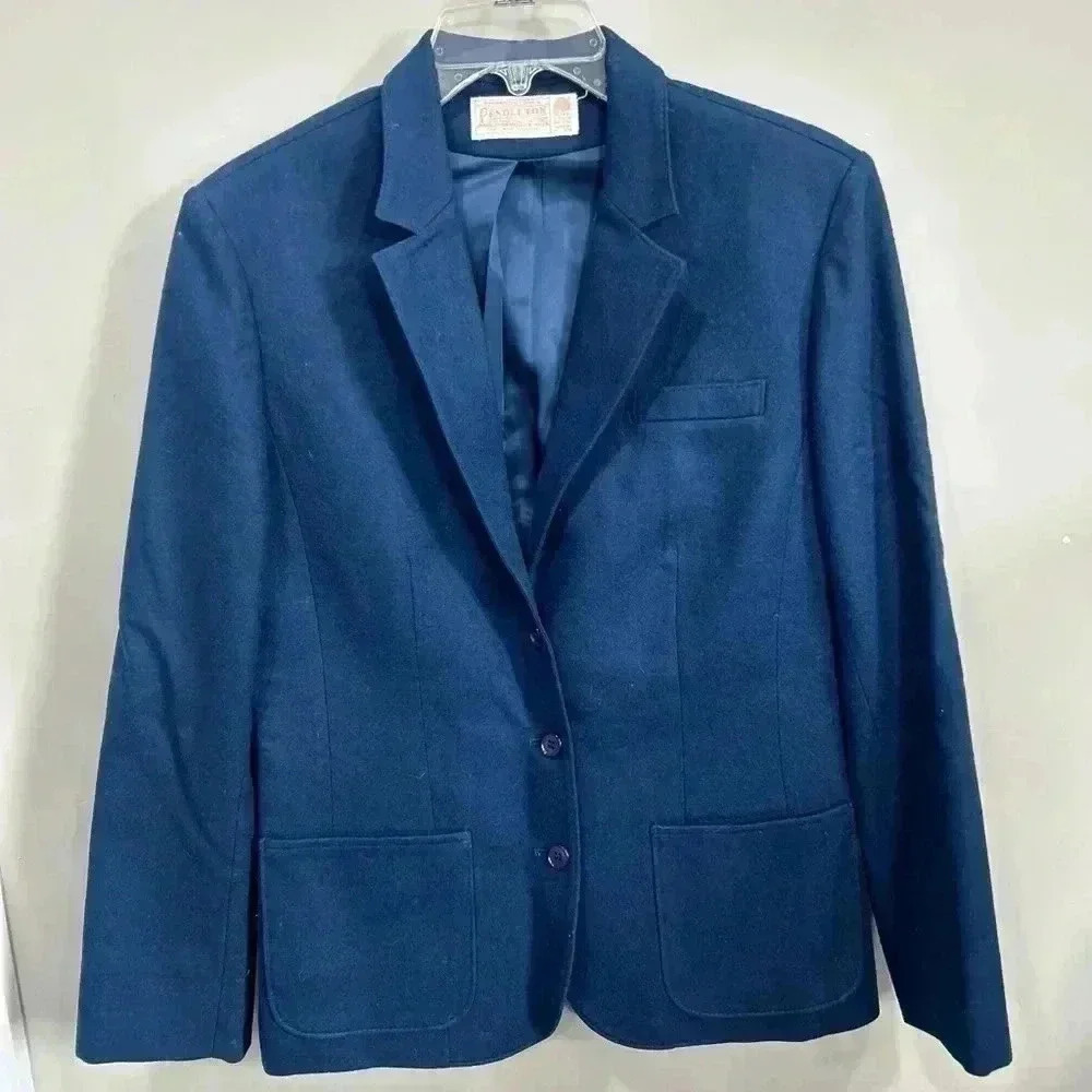 Pendleton Womens Size 8 Blue Business Blazer, 100% Virgin Wool